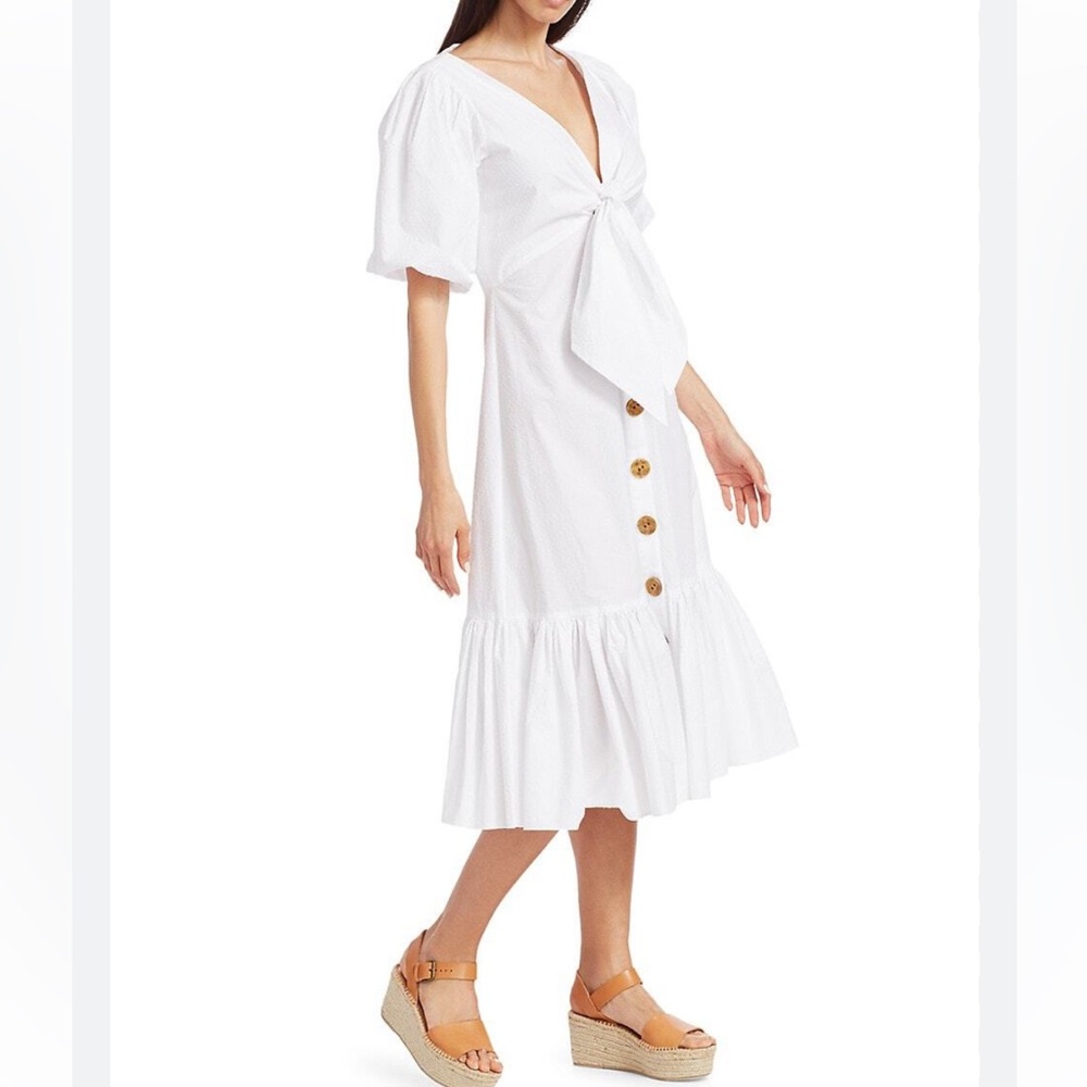 CARA CARA size 6 White Button Down Tie Front Midi Dress
